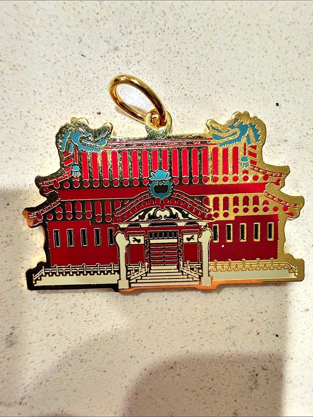 Shurijo Castle Park Shurijo Castle Seiden Enamel Charm / Keychain Pendant in Red